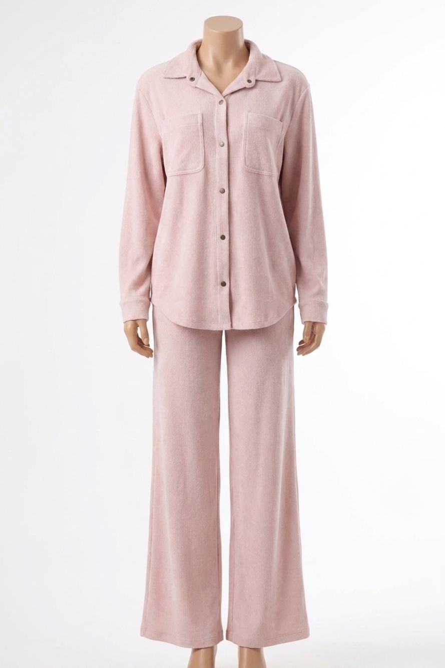 NEW PJ SALVAGE winter classics long pajama set in pink clay